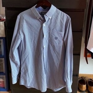 Checker blue causal button down
